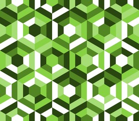 Green Hexagons Seamless Pattern