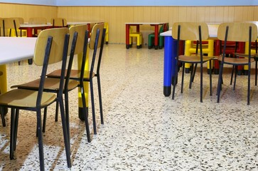 chairs in the refectory of the nursery with chairs and small din