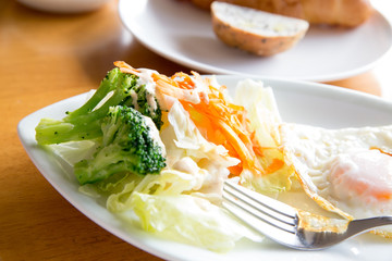 Croissant and yoghurt and egg & salad