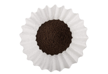 Ground coffee in filter
