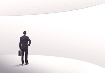 Obraz premium Salesman standing with his back concept