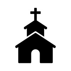 Naklejka premium Christian church / chapel with cross flat icon for apps and websites