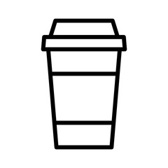 Coffee or tea in disposable paper cup line art icon for apps and websites