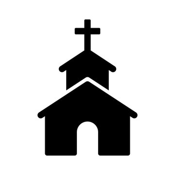 Christian church / chapel with cross flat icon for apps and websites