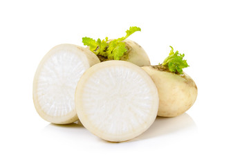 Mini white turnips isolated on white background