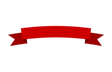 Curved red banner ribbon flat vector design for print and websites