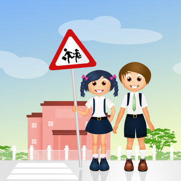 children crossing school