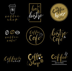 Cafe and coffee shop logo vector logo template. hand drawing logo.