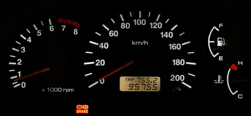 Horizontal isolated car speedometer no fuel panel background bac