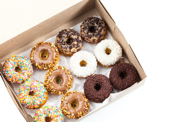 sweet donuts in a paper box