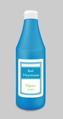 Blue plastic bottle for sauce and mayonnaise