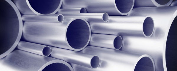 Metal pipes as background. 3D rendering