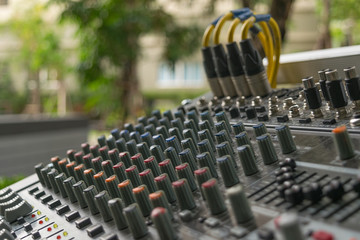Fototapeta na wymiar Sound mixer control