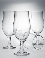 new empty beer glasses