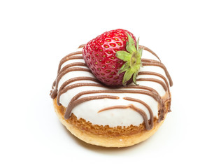 various donuts on white background