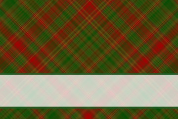 Illustration dark green and red checkered with white banner
