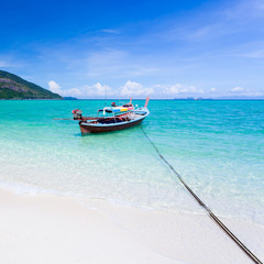 long-tailed boat on Bundhaya beach Koh LIPE Thailand