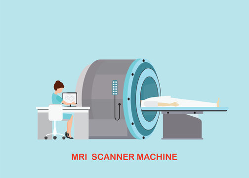 Doctor scanning mri patient with MRI scanner machine technology