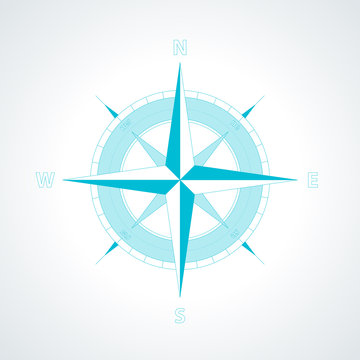 Simple wind rose isolated vector illustration.