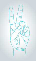 The Victory sign, hand gesture