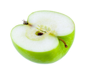 half green apple isolated on white background