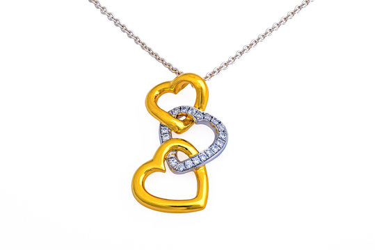 Gold Heart Pendant, Necklace