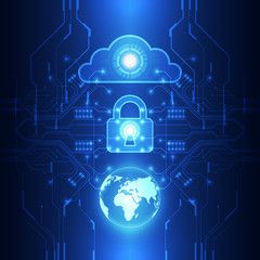 vector digital global security cloud technology concept, abstract background