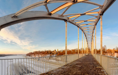 Belarus, Gomel city, pedestrian bridge across the river Sog