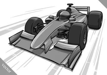 Foto op Plexiglas funny fast cartoon formula race car vector illustration art © Turaev