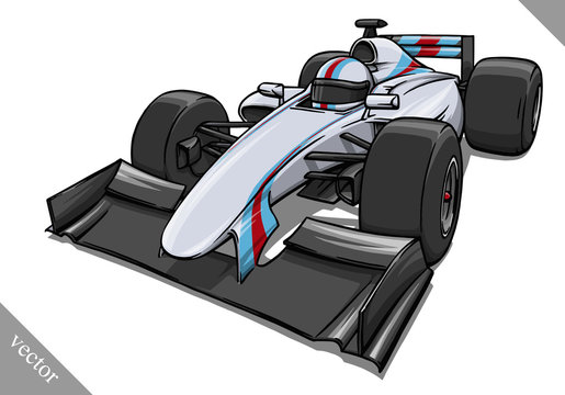 funny fast cartoon formula race car vector illustration art