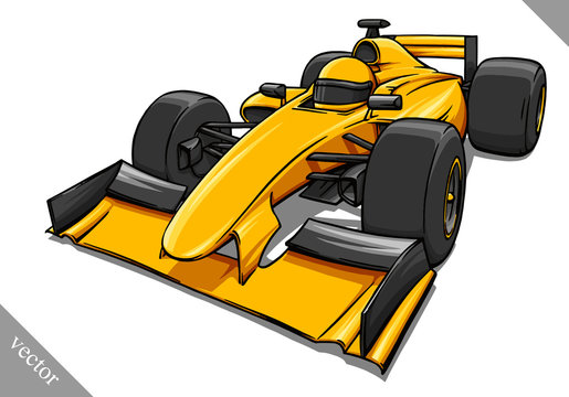 funny fast cartoon formula race car vector illustration art