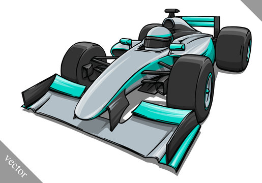 funny fast cartoon formula race car vector illustration art