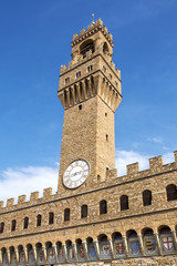 Fototapeta na wymiar Tower of Palazzo della Signoria, Florence, Italy..