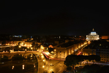 Fototapeta na wymiar Roma (Italia) - Panorama da Castel Sant'Angelo alla Basilica di San Pietro, Città del Vaticano