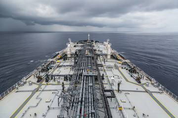 Oil products tanker underway in the ocean.