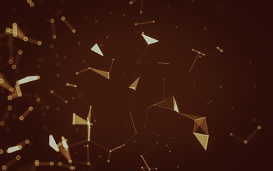 Abstract polygonal space low poly dark background, 3d rendering