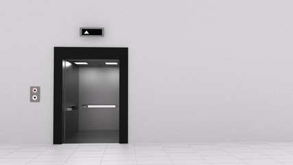3D rendering of lift with open door
