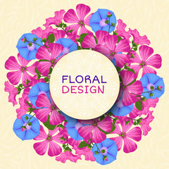 Summer background with flowers. Trendy Design Template. Vector illustration.