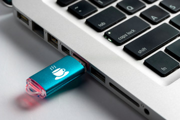 Coffee break & holiday icon on USB drive
