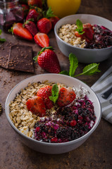 Granola with berries and chocolate