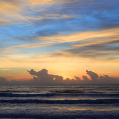 beautiful sunrise sky in the morning with colorful cloud on sea