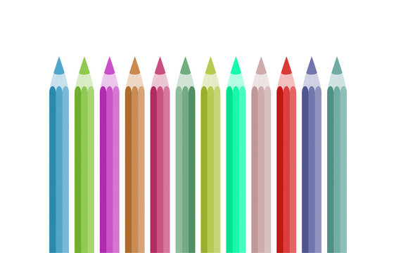 Color pencils vector images isolated on white background