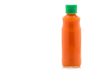 Orange juice bottle isolated white background
