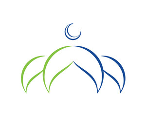 Modern Mosque Logo Symbol - Green Curve Silhouette Dome
