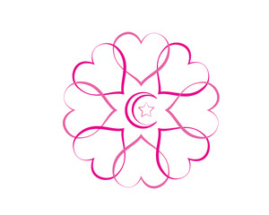 Modern Mosque Logo Symbol - Love Circle Silhouette