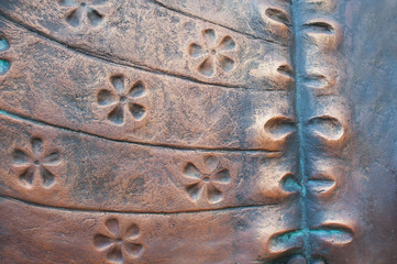 Copper abstract art floral painting textured