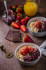 Granola with berries and chocolate