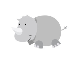 Flat Animal Character Logo - Rhinos