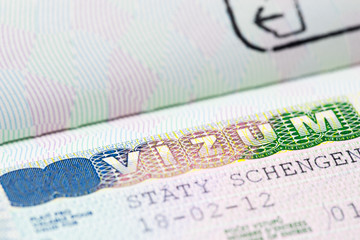 Close up of schengen visa