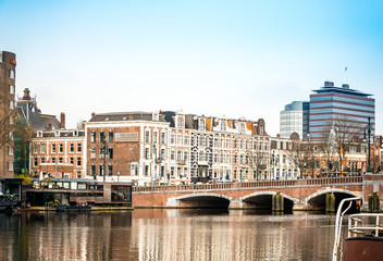Amsterdam, Netherlands.-March 16, 2016 : Beautiful view of Amste